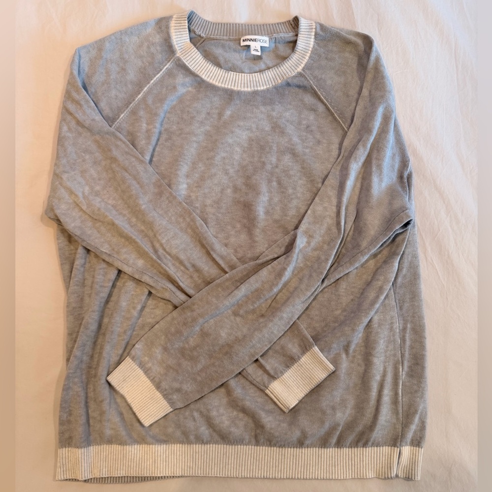 Minnie Rose Light Gray Crewneck Sweater